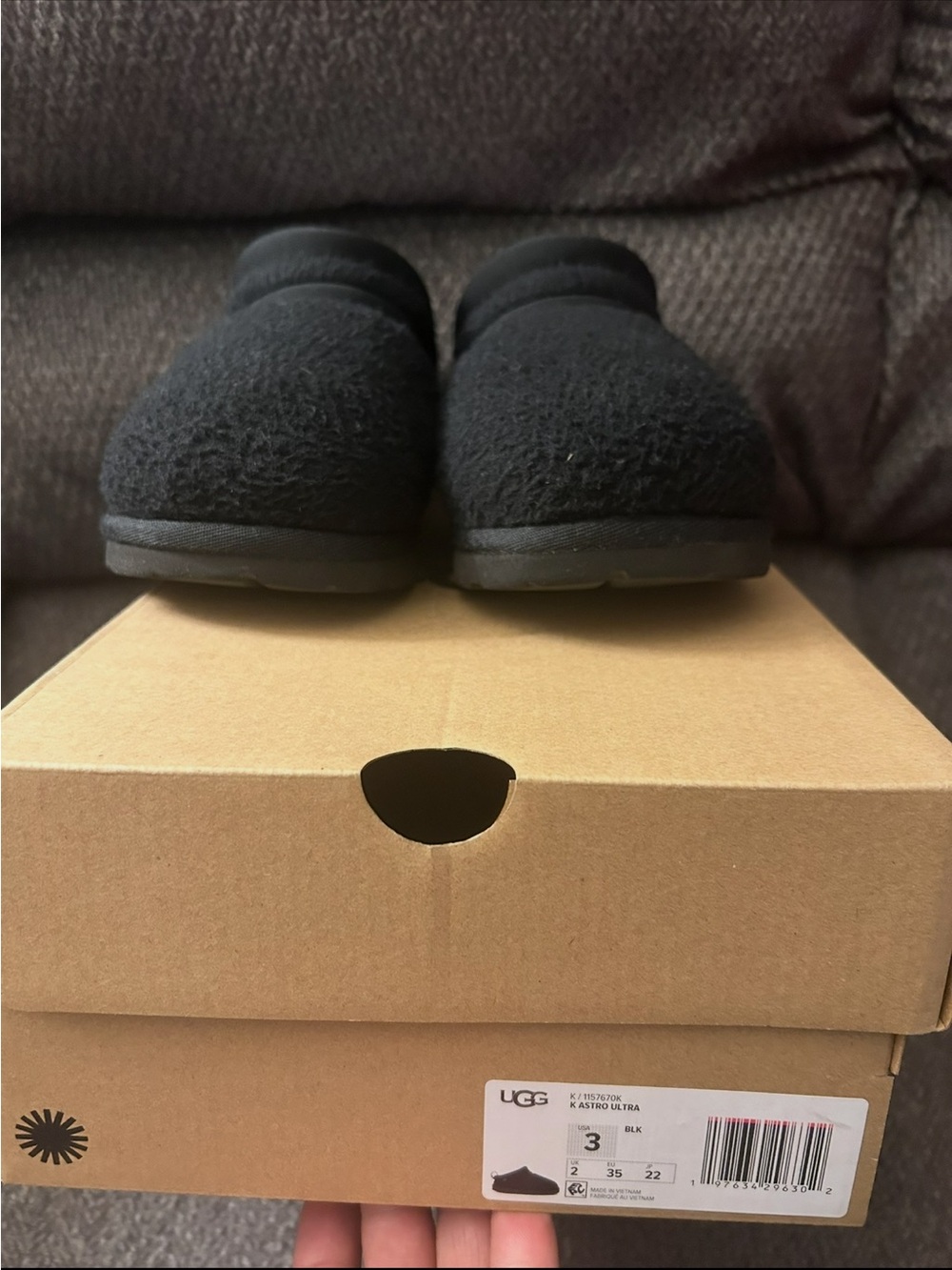 UGG Girls Black Fleece Slip-On Loafers